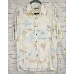 Campia Moda Hawaiian Button Up Shirt Palm Trees Fish Design Men’s Size XL